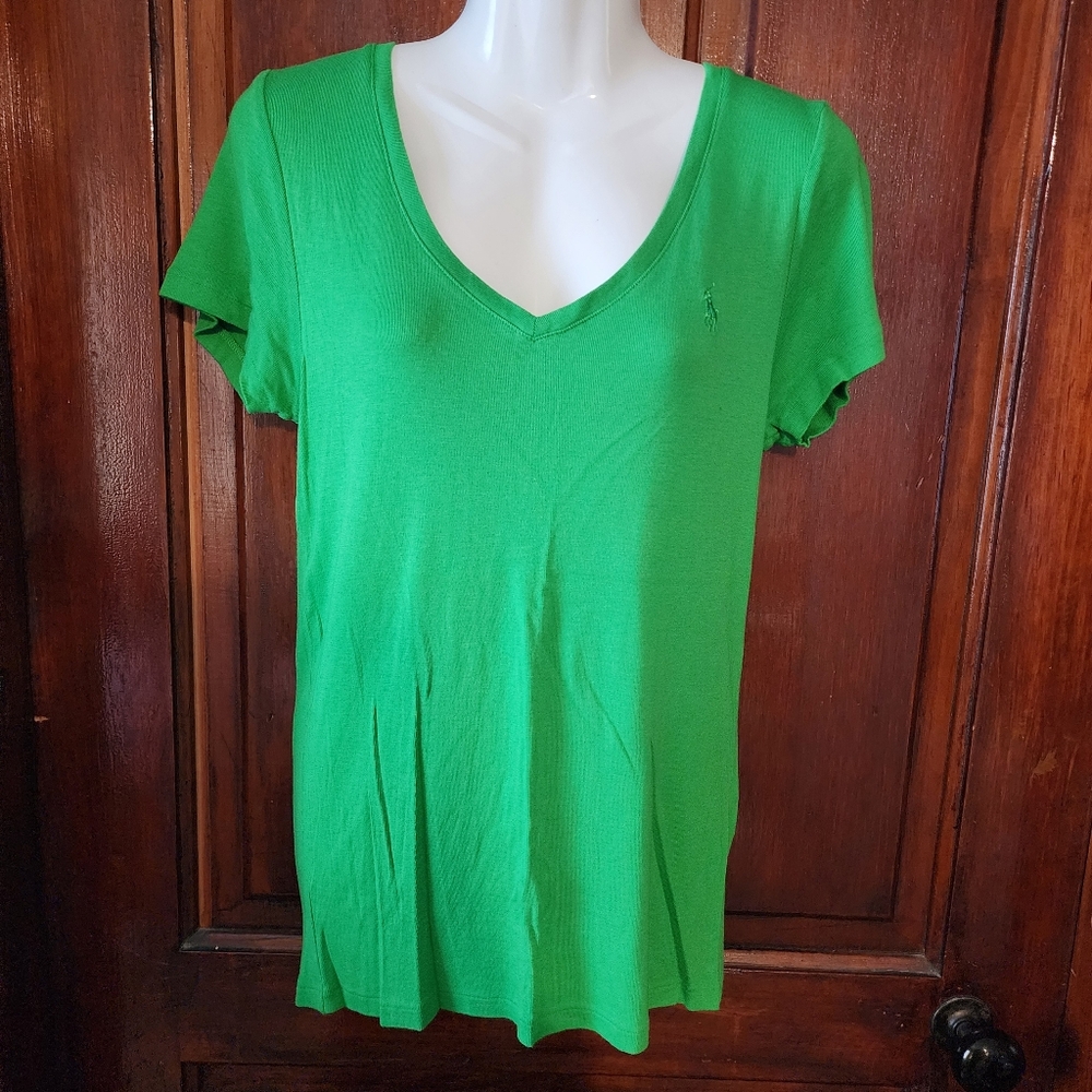 Ralph Lauren Bright Green V-Neck Tee